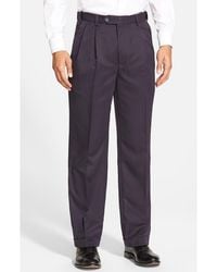 Berle - Self Sizer Waist Pleated Classic Fit Microfiber Trousers - Lyst