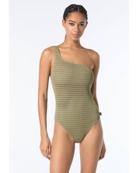 MICHAEL Michael Kors - Crochet One Shoulder One Piece Swimsuit - Lyst