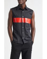 JKEEFER - Stabb Taped Cutoff Sleeve Button-Up Shirt - Lyst