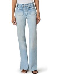 PAIGE - Sofia High Waist Patch Pocket Slit Seam Raw Hem Jeans - Lyst