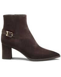 Santoni - Suede Mid-Heel Ankle Boot With Decorative Strap - Lyst