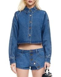 Lioness - Sundrenched Denim Crop Button-Up Shirt - Lyst