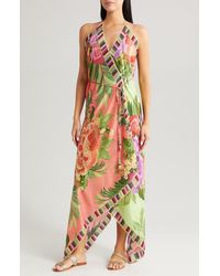 FARM Rio - Flower Scarves Cover-up Wrap Dress - Lyst