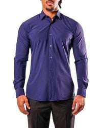 Maceoo - Fibonacci Stretcheuronavy Cotton Blend Button-Up Shirt - Lyst