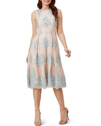 Adrianna Papell - Floral Embroidered Midi Fit & Flare Dress - Lyst