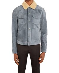 Tom Ford - Calfskin Suede Trucker Jacket With Genuine Shearling Trim - Lyst