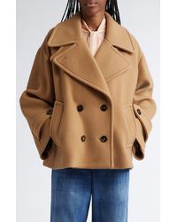 Chloé - Oversize Double Breasted Wool Blend Coat - Lyst