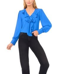 Cece - Ruffle Tie Neck Long Sleeve Georgette Top - Lyst