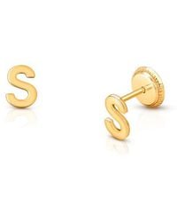 Tiny Blessings - 14K Initial Studs Screw Back Earrings - Lyst
