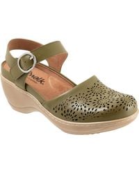 Softwalk - Mabelle Perf Ankle Strap Platform Wedge Clog - Lyst