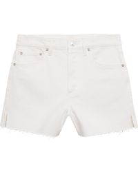 Mango - Button Fly Fray Hem Denim Shorts - Lyst