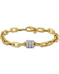 Julianna B - Cubic Zirconia Rondelle Oval Link Bracelet 14K - Lyst