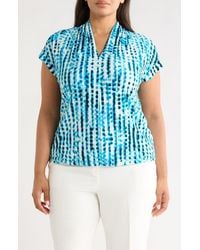 Kasper - Blurred Line Print Stretch Crepe Top - Lyst