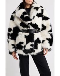 AFRM - Livingstone Cow Print Faux Fur Jacket - Lyst