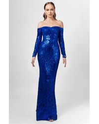Bariano - Zoya Long Sleeve Sequin Gown - Lyst
