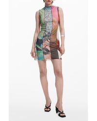 Desigual - Mixed Print Mesh Minidress - Lyst