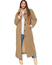June + Vie - Maxi Teddy Fleece Coat - Lyst