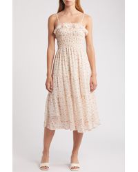 All In Favor - Floral Ruffle Midi Sundress In At Nordstrom, Size Small - Lyst