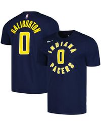 Men's Nike Tyrese Haliburton Navy Indiana Pacers Icon 2022/23 Name & Number T-Shirt