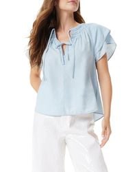 Sam Edelman - Tabitha Tie Keyhole Flutter Sleeve Top - Lyst