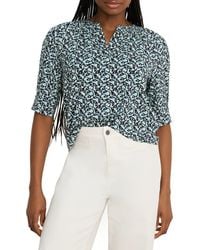 NIC+ZOE - Fine Vines Print Split Neck Top - Lyst