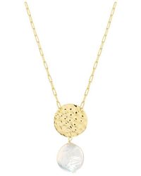 ATHRA LUXE - Hammered Disc & Coin Pearl Pendant Necklace - Lyst