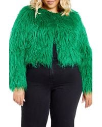City Chic - Blakely Faux Fur Crop Jacket - Lyst