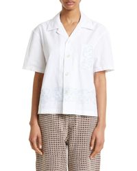 Bode - Zig-zag Couching Short Sleeve Button-up Shirt - Lyst