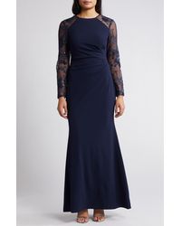 Eliza J - Sequin Embroidered Long Sleeve Gown - Lyst