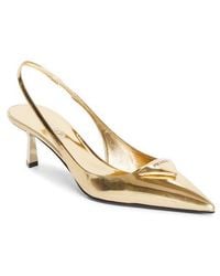 Prada - Modellerie Pointed Toe Metallic Kitten Heel Slingback Pump - Lyst
