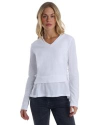 Wilt - Mixed Media Double Layer Effect V-Neck Tee - Lyst