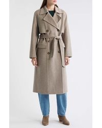 BOSS - Caspina Belted Double Faced Wool Blend Trench Coat - Lyst