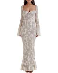 House Of Cb - Delilah Floral Long Sleeve Lace Maxi Dress - Lyst