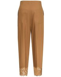 Maison Common - Embroidered Cotton Trousers With Belt - Lyst