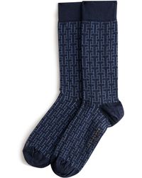 Ted Baker - Sokksix Geo Pattern Organic Cotton Blend Dress Socks - Lyst