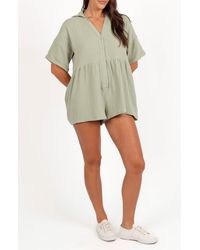 Petal & Pup - Winny Crinkle Cotton Romper - Lyst