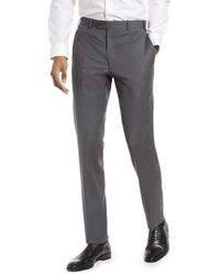 JB Britches - Flat Front Wool Trousers In Mid Grey At Nordstrom Rack - Lyst