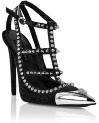 Philipp Plein - Leather Strass Sandals High Heels Studs - Lyst