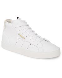 adidas originals sleek mid top trainer in white and pink