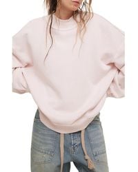 Free People - Palm Springs Mock Neck Cotton Fleece Sweatshirt - Lyst