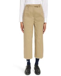 Thom Browne - Relaxed Fit Pleated Crop Straight Leg Cotton Trousers - Lyst