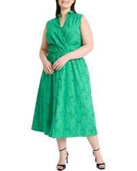 Maggy London - Eyelet Front Wrap Sleeveless Maxi Dress - Lyst