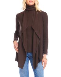 Karen Kane - Rib Draped Open Front Cardigan - Lyst