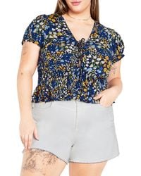 City Chic - Allire Floral Smocked Top - Lyst