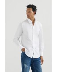 Brunello Cucinelli - Twill Shirt With Button-Down Collar - Lyst