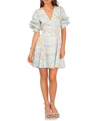 1.STATE - Floral Tiered Puff Seeve Dress - Lyst