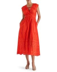 Steve Madden - Clementina Eyelet Cotton Midi Dress - Lyst