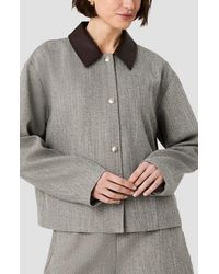 French Connection - Herringbone Jacket With Contrast Collar - Lyst