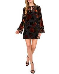 Ted Baker - Floral Velvet Burnout Long Sleeve Minidress - Lyst