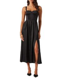 Astr - Pleated Bustier Midi Dress - Lyst